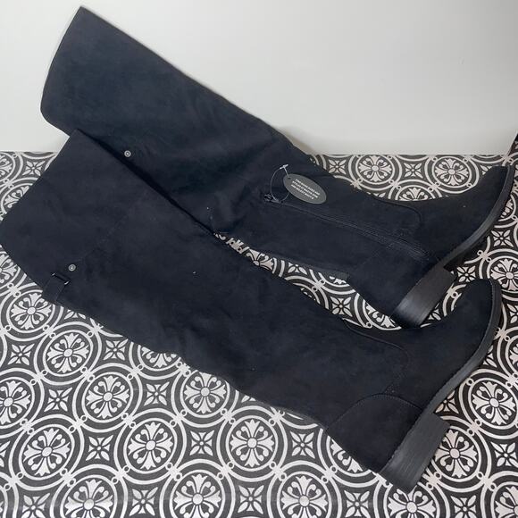 Sun + Stone Allicce Over-the-Knee Boots, black faux suede 8.5M - Picture 2 of 15